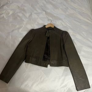 Cropped faux leather jacket